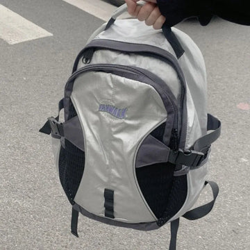 Qfdian Vintage Letter Streetwear Trendy Y2k Women's Bags Men Outdoor Casual Travel Backpack Students High-capacity Patchwork Schoolbags